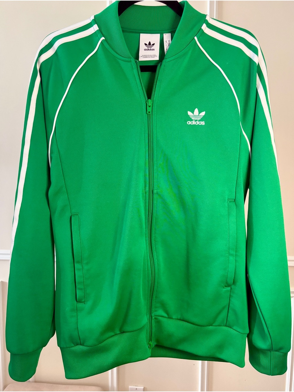 Green Adidas Originals Adicolor Classics SSTb Jacket with Iconic White Stripes
